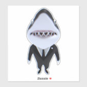Requin dans tux classe autocollant mignon (Feuille)