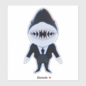 Requin dans tux classe autocollant mignon (Feuille)