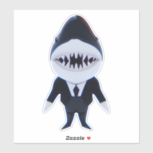 Requin dans tux classe autocollant mignon (Feuille)