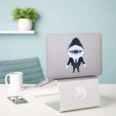 Requin dans tux classe autocollant mignon (Ordinateur portable sur le bureau)