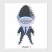 Requin dans tux classe autocollant mignon (Feuille)
