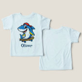 Requin de dessin animé bleu cool sur skateboard (Design Recto & Verso)