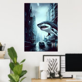 Requin en ville | AI Art Poster (Bureau à domicile)