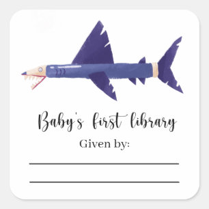Requin - Étiquette de livre pour Baby Shower, livr