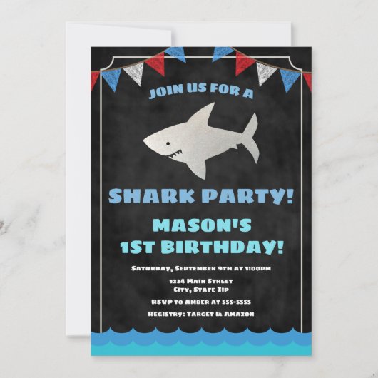 Requin Invitation Anniversaire Bébé Requin (Devant)