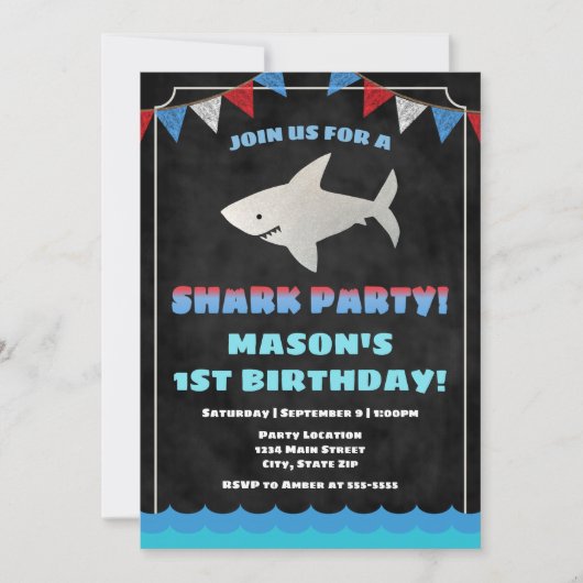 Requin Invitation Anniversaire Bébé Requin (Devant)
