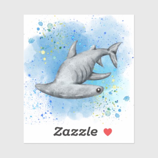 requin-marteau sur autocollant 3" x 3" (Feuille)