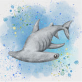 requin-marteau sur autocollant 3" x 3" (Devant)