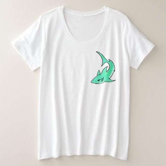 requin souriant de dessin animé bleu vert océan an (Design devant)