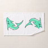 requin souriant de dessin animé bleu vert océan an (Serviette à main)