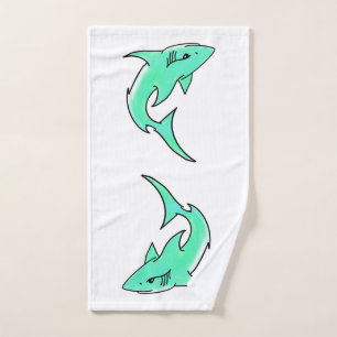 requin souriant de dessin animé bleu vert océan an