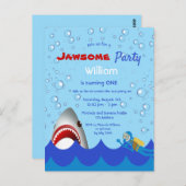Requin sous la mer 1er anniversaire invitation (Devant / Derrière)