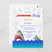 Requin sous la mer 3ème anniversaire invitation (Devant / Derrière)