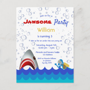 Requin sous la mer 3ème anniversaire invitation