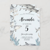 Requin sous la mer Anniversaire Invitation Enfants (Devant / Derrière)