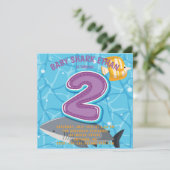 Requin sous la mer Invitation fête d'anniversaire (Debout devant)