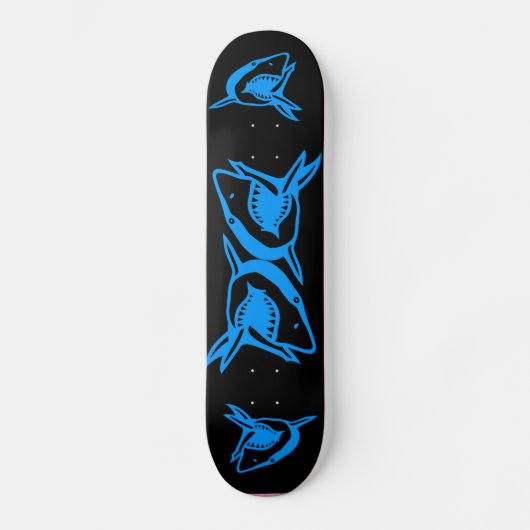 requins bleu et noir skateboard deck (Recto)
