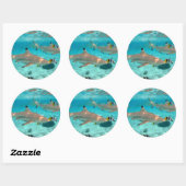 Requins dans la lagune Bora Bora autocollant rond (Feuille)