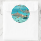 Requins dans la lagune Bora Bora autocollant rond (Sac)