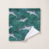 Requins dans l'océan. (Gant de toilette)