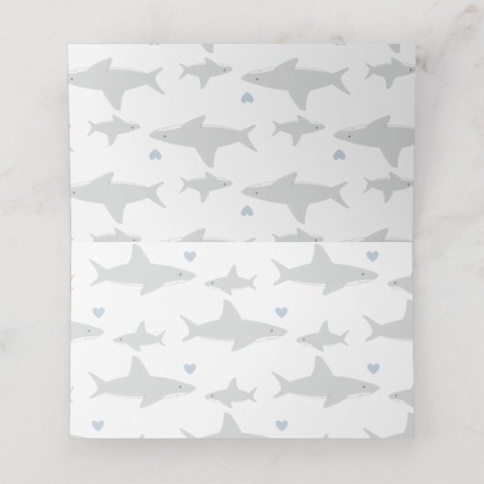 Requins mignons et océan | Cartes Baby shower (Intérieur déplié)