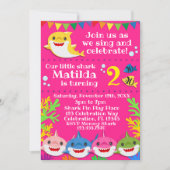 Requins rose Invitation d'anniversaire (Devant)