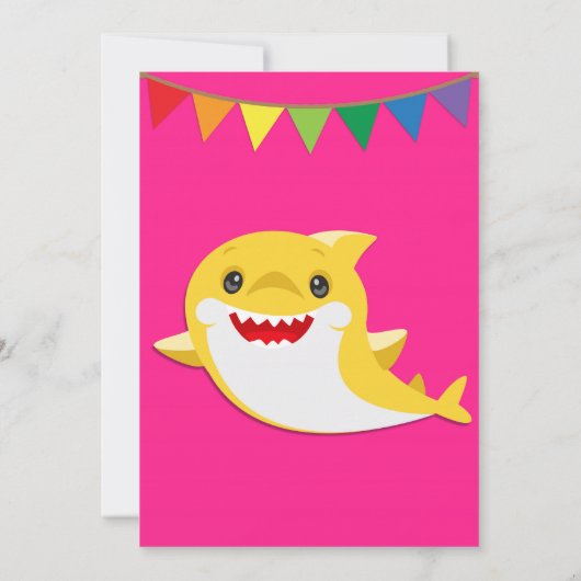Requins rose Invitation d'anniversaire (Dos)