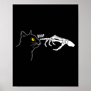 Rero  Zwart Cat Skelet Hand Boop Hallowee Poster