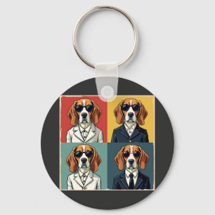  Rerto Beagle Dog 70s Style Zonnebril Sleutelhanger