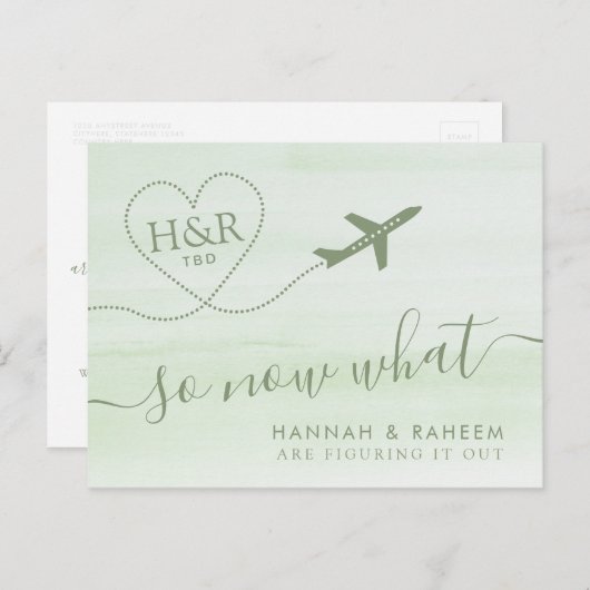 Rescheduling Beach Wedding Mint Green Faire-part (Devant / Derrière)