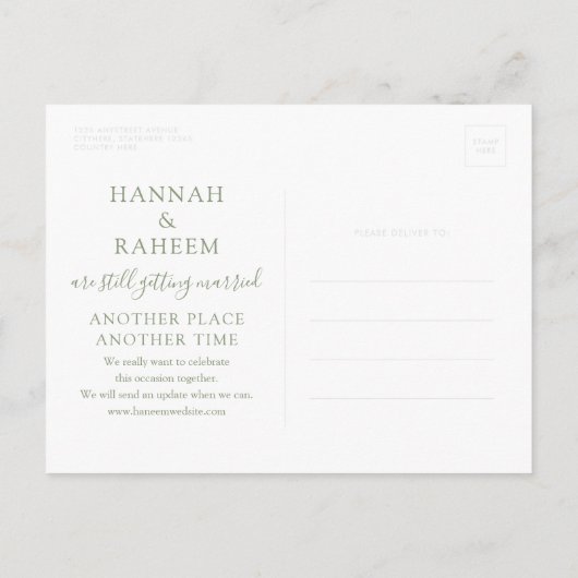 Rescheduling Beach Wedding Mint Green Faire-part (Dos)