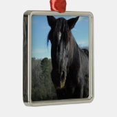 Rescuated Black Draft Horse Metalen Ornament (Rechts)