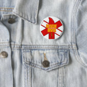 Rescue Diver Cross Dive Flag Yellow Font Button (In situ)