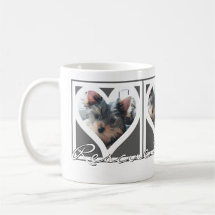 RESCUE DOG MOM Drie Foto Hart Lijst Grijs Koffiemok