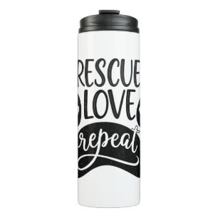 Rescue Love Repeat Dog Paw T-shirt Thermosbeker