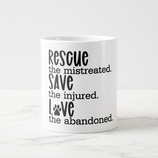 Rescue Save Love Dierenmishandeling Koffie Mok (Voorkant)