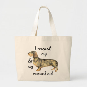 Rescue Wirehaered Dachshund Grote Tote Bag