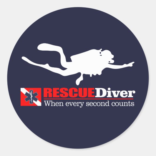 RESCUEDiver Ronde Sticker (Voorkant)