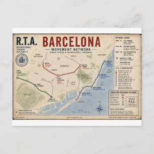 Réseau de mouvement de Barcelone Carte postale R