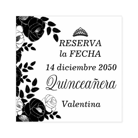Reserva la Fecha Bewaar de datum Spaanse Quinceane Rubberstempel (Afrduk)