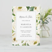 Reserva la Fecha Elegant White Floral Spaans Save The Date (Staand voorkant)