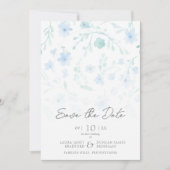 Reserva La Fecha Fancy Flowers Classic Floral Blue Save The Date (Voorkant)