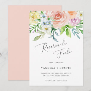 Reserva La Fecha Floral Waterverf Weddenschap Spaa Save The Date