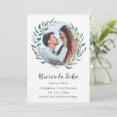 Reserva La Fecha Greenery Wreath Foto Spaans Save The Date (Staand voorkant)