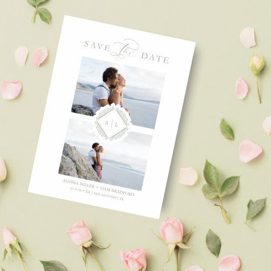 Reserva La Fecha Initialen Trend Chic Ornament Sop Save The Date