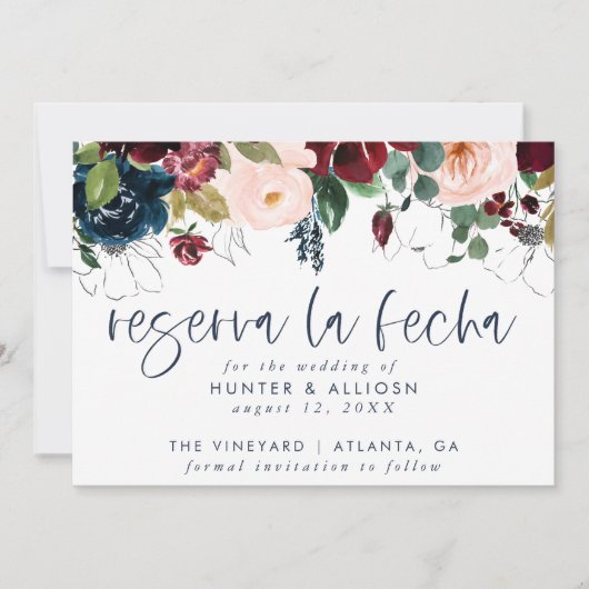 Reserva La Fecha Modern FloralInvitation Save Save The Date (Voorkant)