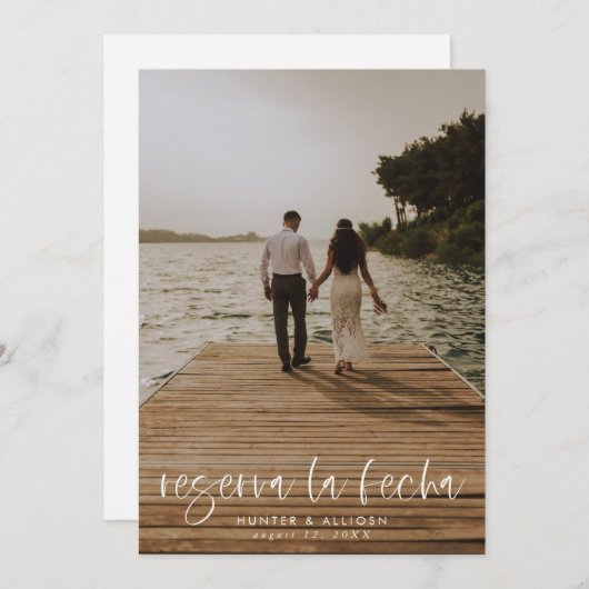 Reserva La Fecha Modern Photo Invitation (Devant / Derrière)