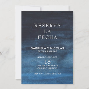 Reserva La Fecha Moody Navy Blue Waterverf Save The Date