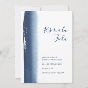 Reserva La Fecha Navy Blue Brushstroke Spaans Save The Date