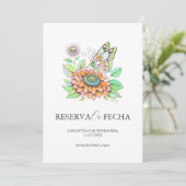 Reserva la Fecha Quinceañeras Mariposas Save The Date (Staand voorkant)